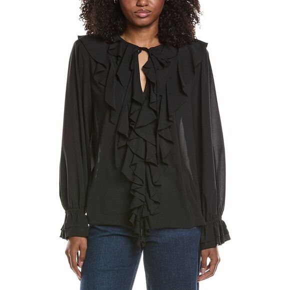 Toccin WomensTobi Exaggerated Ruffle Blouse Black